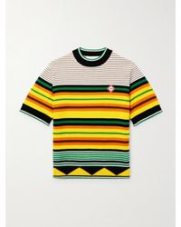 Casablancabrand - Gestreiftes T-Shirt aus Wolle mit Logoapplikation - Lyst