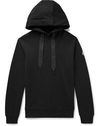 Moncler - Logo-embroidered Grosgrain-trimmed Cotton-jersey Hoodie - Lyst