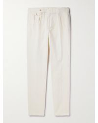 Polo Ralph Lauren - Slim-fit Straight-leg Pleated Cotton And Linen-blend Suit Trousers - Lyst
