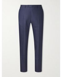 Canali - Tapered Linen And Wool-Blend Twill Suit Trousers - Lyst