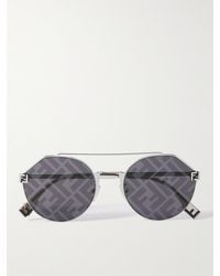 Fendi - Sky Sonnenbrille mit rundem Rahmen aus Metall - Lyst