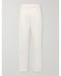 AURALEE - Straight-Leg Pleated Cotton And Wool-Blend Gabardine Trousers - Lyst