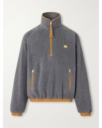 Ami Paris - Logo-Appliquéd Shell-Trimmed Fleece Half-Zip Sweater - Lyst