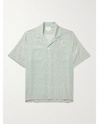 Rhude - Camicia in twill di seta stampato con logo ricamato e colletto aperto - Lyst