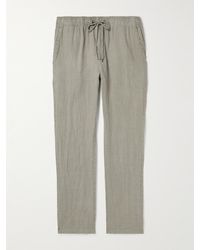 James Perse - Straight-leg Garment-dyed Linen-canvas Drawstring Trousers - Lyst
