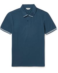 Club Monaco - Striped Stretch-cotton Piqué Polo Shirt - Lyst