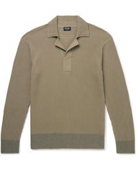 Zegna - Ribbed Mulberry Silk And Cotton-blend Polo Shirt - Lyst
