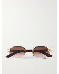 Cartier - Rahmenlose Sonnenbrille mit rechteckigen Gläsern und goldfarbenen Details - Lyst