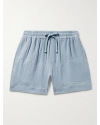 CHERRY LA - Vacation Straight-Leg Logo-Embroidered Cotton-Gauze Drawstring Shorts - Lyst