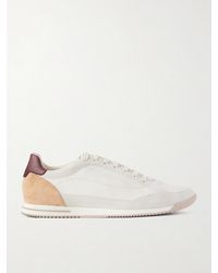 Brunello Cucinelli - Suede And Leather Sneakers - Lyst