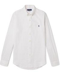 Polo Ralph Lauren - Slim-fit Button-down Collar Logo-embroidered Linen Shirt - Lyst
