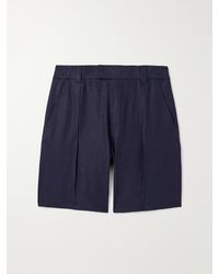 Loro Piana - Reinga Wide-Leg Pleated Linen-Twill Bermuda Shorts - Lyst