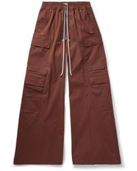 Rick Owens - Wide-leg Cotton-blend Drawstring Cargo Trousers - Lyst