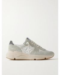 Golden Goose - Running Sole Leather-trimmed Distressed Suede And Silk-faille Sneakers - Lyst