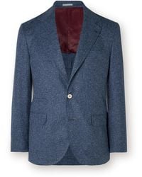 Brunello Cucinelli - Silk, Wool And Cashmere-Blend Tweed Suit Jacket - Lyst