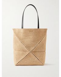 Loewe - Paula's Ibiza Puzzle Fold Large Leather-Trimmed Raffia Tote Bag - Lyst