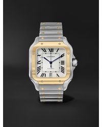 Cartier - Santos Automatic 39.8mm 18-karat Gold Interchangeable Stainless Steel And Leather Watch - Lyst