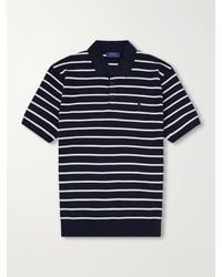 Polo Ralph Lauren - Logo-Embroidered Striped Ribbed Cotton Polo Shirt - Lyst