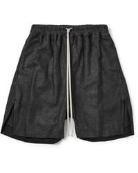 Rick Owens - Straight-Leg Leather Drawstring Shorts - Lyst