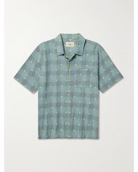 Folk - Gabe Embroidered Checked Linen And Cotton-Blend Shirt - Lyst