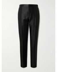 Tom Ford - Straight-Leg Satin-Trimmed Wool, Mohair And Silk-Blend Tuxedo Trousers - Lyst