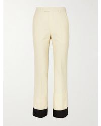 Gucci - Straight-leg Contrast-tipped Wool And Mohair-blend Drill Trousers - Lyst