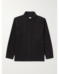 Saint Laurent - Logo-embroidered Cotton And Linen-blend Gabardine Overshirt - Lyst