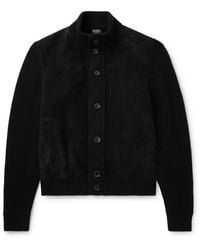 ZEGNA - Suede-Trimmed Textured-Cashmere Jacket - Lyst