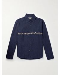 Kartik Research - Layered Appliquéd Embellished Embroidered Pinstriped Linen Shirt - Lyst