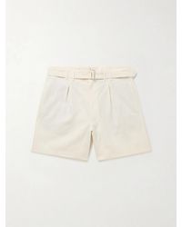 STÒFFA - Wide-Leg Belted Pleated Linen Shorts - Lyst