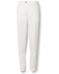 Brunello Cucinelli - Slim-fit Pleated Linen Trousers - Lyst