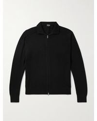 ZEGNA - Logo-Embroidered Cashmere And Silk-Blend Cardigan - Lyst