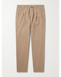 Slowear - Incotex Division Straight-Leg Pleated Cotton And Cashmere-Blend Twill Trousers - Lyst