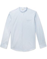 Gabriela Hearst Oliver Grandad-collar Striped Linen Shirt - Blue