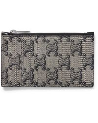 Celine - Triomphe Coated-Canvas Zipped Cardholder - Lyst