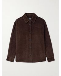 A.P.C. - Overshirt in velluto a coste di cotone e lino con logo ricamato - Lyst