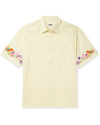 YMC - Mitchum Embroidered Cotton And Linen-blend Shirt - Lyst