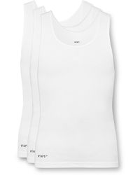 WTAPS - Three-pack Ribbed Cotton-jersey Tank Tops - Lyst