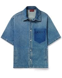 Gucci - Oversized Washed Denim Shirt - Lyst