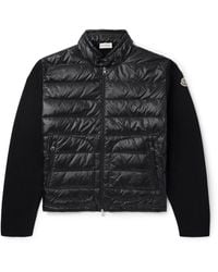Moncler - Slim-Fit Logo-Appliquéd Quilted Nylon-Panelled Wool Down Cardigan - Lyst