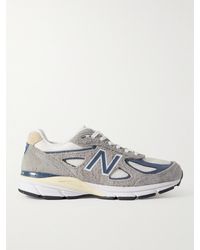New Balance - 990v4 Leather-trimmed Brushed-suede And Mesh Sneakers - Lyst
