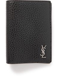 Saint Laurent - Tiny Cassandre Logo-Appliquéd Full-Grain Leather Bifold Wallet - Lyst