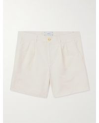 MR P. - Straight-Leg Pleated Cotton And Linen-Blend Twill Shorts - Lyst