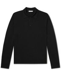 The Row Diego Merino Wool Polo Shirt - Black