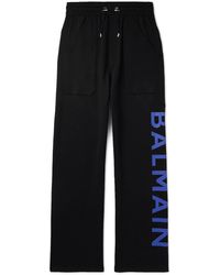 Balmain - Straight-leg Logo-print Cotton-jersey Sweatpants - Lyst