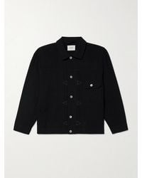 Folk - Embroidered Cotton-Seersucker Trucker Jacket - Lyst