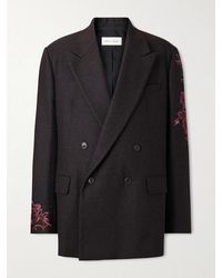 Dries Van Noten - Double-Breasted Embroidered Wool-Flannel Blazer - Lyst