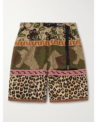 Kapital - Shorts a gamba dritta in twill di cotone e jacquard patchwork con cintura - Lyst