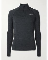 FALKE - Printed Virgin Wool-Blend Half-Zip Ski Base Layer - Lyst