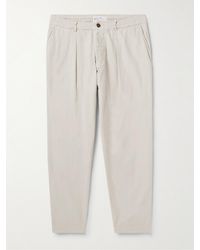 Universal Works - Pantaloni a gamba dritta in rasatello di cotone fiammato con pinces - Lyst